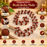 Original Silver Rudraksha Mala 54 Beads