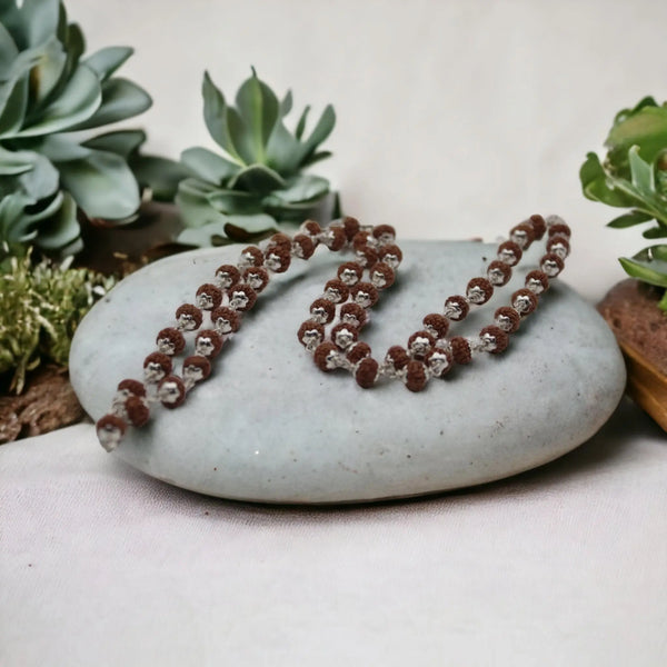 Original Silver Rudraksha Mala 54 Beads