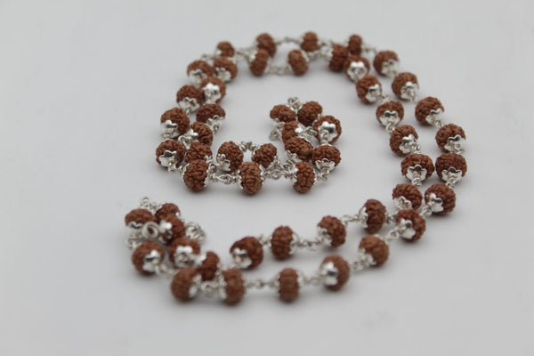 Original Silver Rudraksha Mala 54 Beads