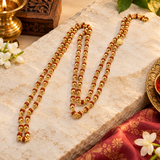 Original Thin Small 108 Beads Rudraksha Long Mala with Gold Cap (2 mm)