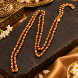 Original Thin Small 108 Beads Rudraksha Long Mala with Gold Cap (2 mm)