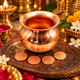 Pack Of 2 Diwali Combo of Tambe ke Sikke without Hole And Tambe Ka Lota for Diwali Pujan