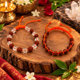 Pack Of 2 White Clear Quartz Crystal With Rudraksha Bracelet Combo For Men And Women