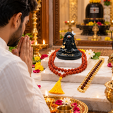 Pack Of 3  Lord Adiyogi Shankara Black Murti , Gold Plated Rudraksha Bracelet & Rudraksha Beads Mala Combo