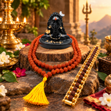 Pack Of 3  Lord Adiyogi Shankara Black Murti , Gold Plated Rudraksha Bracelet & Rudraksha Beads Mala Combo