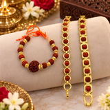 Pack Of 3 Natural 5 Mukhi Rudraksha Bracelet Combo l Stylish Small Size Golden Rudraksha