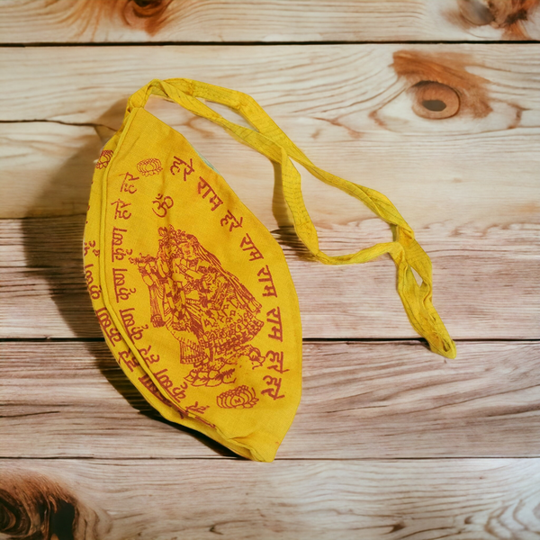 Japa Mala Gomukhi Bag | Hare Krishna Printed Saffron Cotton Bag for Japa Mala | Best Quality Japa Mala Bag