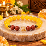 Pisces Rashi Bracelet with Yellow & Red Beads