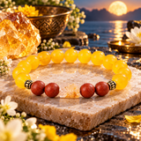 Pisces Rashi Bracelet with Yellow & Red Beads