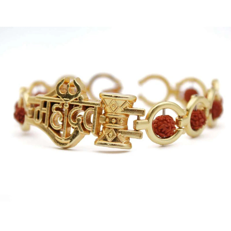 Premium Shiv Mahadev Trishul Damru Stylish Golden Bracelet