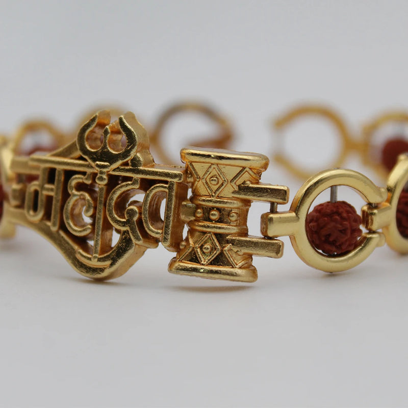 Premium Shiv Mahadev Trishul Damru Stylish Golden Bracelet