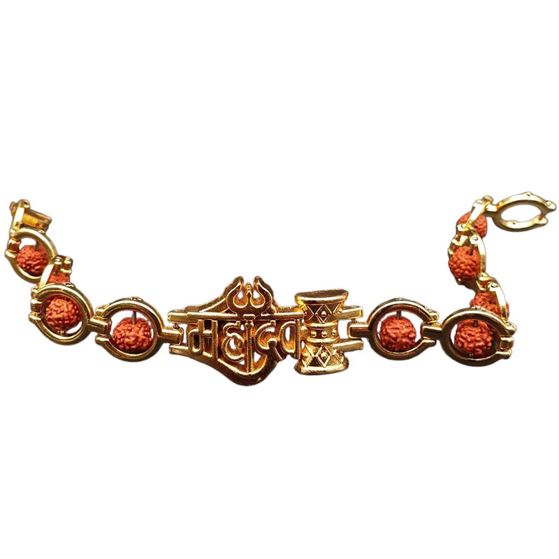 Premium Shiv Mahadev Trishul Damru Stylish Golden Bracelet
