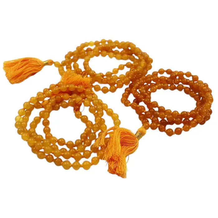 Pack Of 3 Combo Set Certified Yellow Sulemani Hakik Round Stone Mala for Men and Women