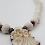 Radha Krishna Ji Locket ,White Brown Circular Bead Pure Tulsi Mala