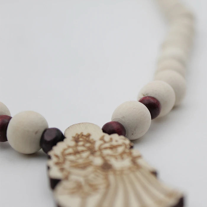 Radha Krishna Ji Locket ,White Brown Circular Bead Pure Tulsi Mala
