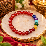 Red Natural Stones 7 Chakra Yoga Stretchable Bracelet