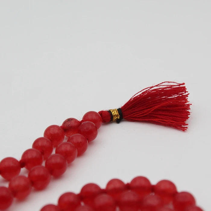 Natural Red Sulemani Hakik Round Stone 108 Beads 8mm Japa Mala