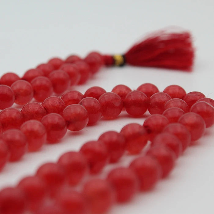 Natural Red Sulemani Hakik Round Stone 108 Beads 8mm Japa Mala