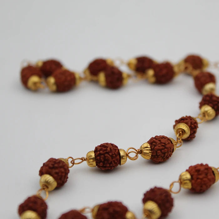 Rudraksha Mala With Golden Cap (38 Beads)