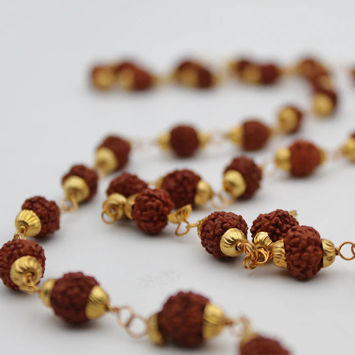 Rudraksha Mala With Golden Cap (38 Beads)