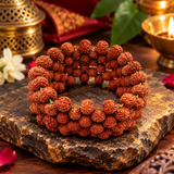 Brown Multiline Rudraksha Stretchable Bracelet
