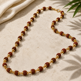 Rudraksha Mala with gold plated 54 beads | Original Natural Rudraksha Necklace for Men & Women