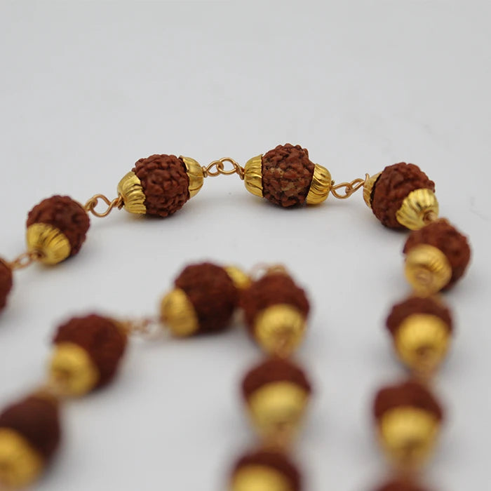 Rudraksha Mala with gold plated 