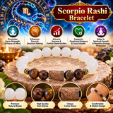 Scorpio Rashi Bracelet with White Beads