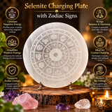 Selenite Charging Plate with Zodiac Signs