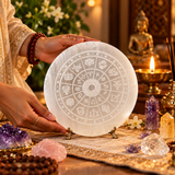 Selenite Charging Plate with Zodiac Signs