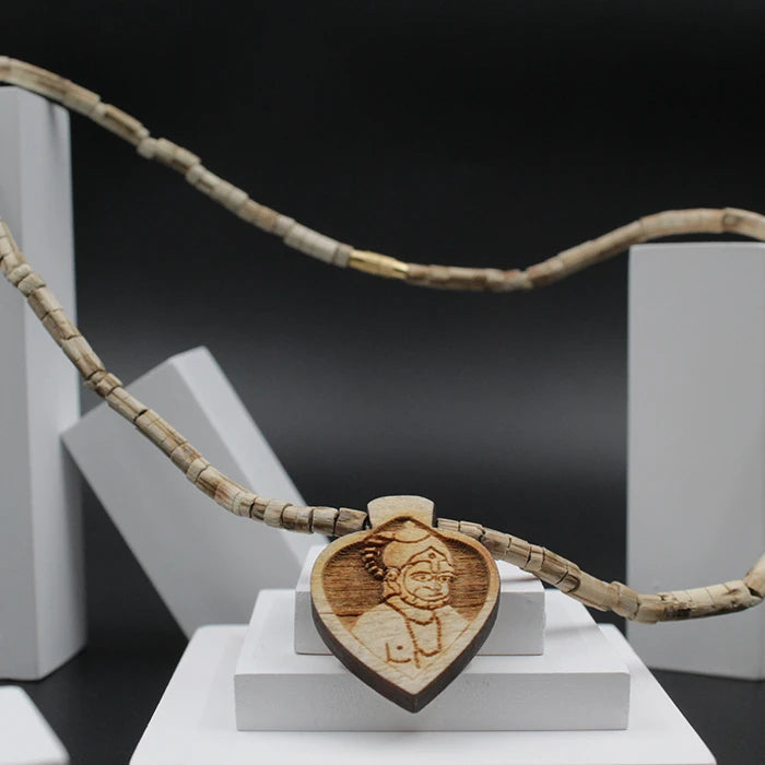 Shri Hanumanji Locket With Natural Big Beads Tulsi Mala