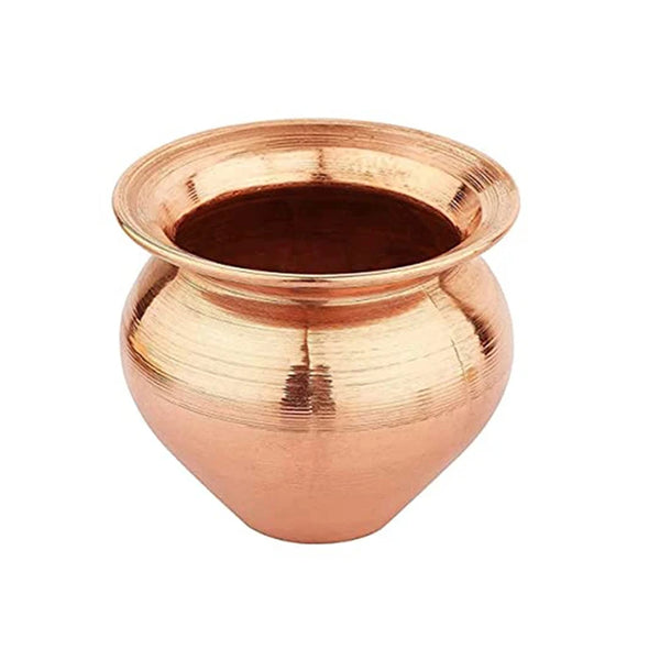 Pure Copper Small Kalash Lota for Puja at Home Office and Mandir | Tambe Ka Lota - 4 Inches Depth