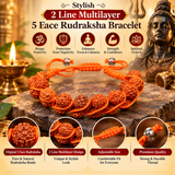Stylish 2 Line Multilayer 5 Face Rudraksha Bracelet