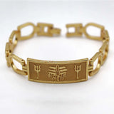 Stylish Trishul Mahakal Gold Ethnic Broad Plate Spiritual Chain Bracelet