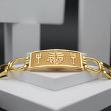 Stylish Trishul Mahakal Gold Ethnic Broad Plate Spiritual Chain Bracelet