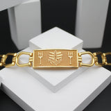 Stylish Trishul Mahakal Gold Ethnic Broad Plate Spiritual Chain Bracelet