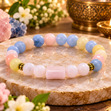 Taurus Rashi Bracelet with Blue & Pink Beads