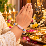 Taurus Rashi Bracelet with Blue & Pink Beads