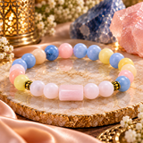 Taurus Rashi Bracelet with Blue & Pink Beads