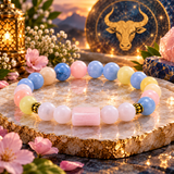 Taurus Rashi Bracelet with Blue & Pink Beads
