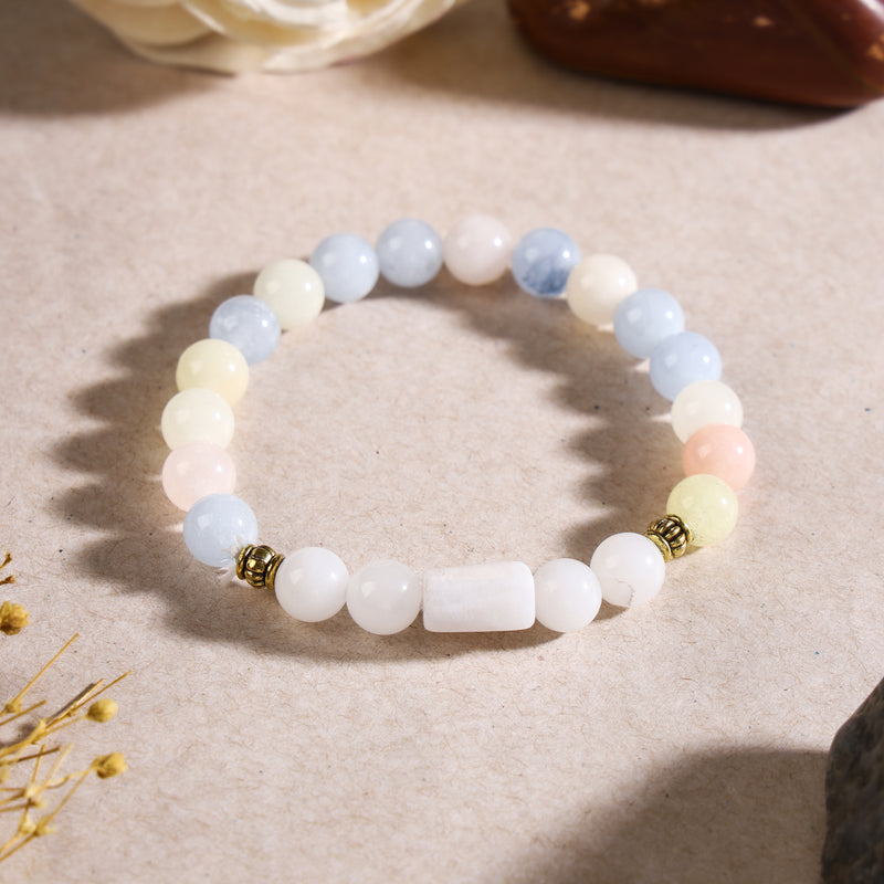 Taurus Rashi Bracelet with Blue & Pink Beads