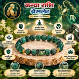 Virgo Rashi Bracelet with Green Beads