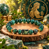 Virgo Rashi Bracelet with Green Beads