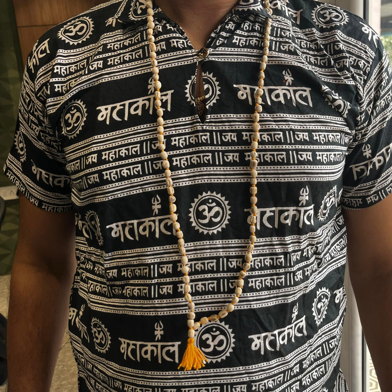 Natural Big Size Yellow Thread  108 Beads Kanthi Tulsi Mala for Pooja