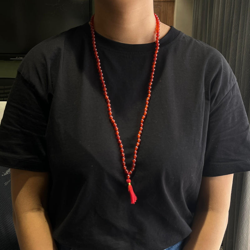 Natural Red Sulemani Hakik Round Stone 108 Beads 8mm Japa Mala