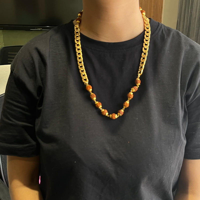 Gold Plated Rudraksha Chain Mala
