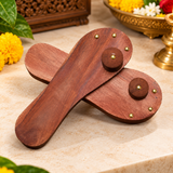Wooden khadau for Men and Women, Best Wood Design Khadau Chappal to Wear, Unisex Premium Pooja Wooden Charan Paduka Slippers Free Size, Puja Mandir Item