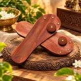 Wooden khadau for Men and Women, Best Wood Design Khadau Chappal to Wear, Unisex Premium Pooja Wooden Charan Paduka Slippers Free Size, Puja Mandir Item