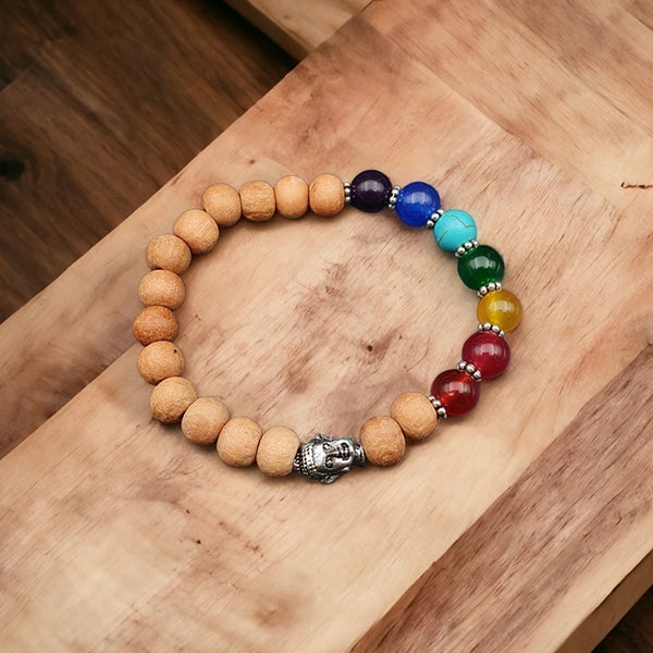 Yellow Natural 7 Chakra Yoga Stones Stretchable Bracelet