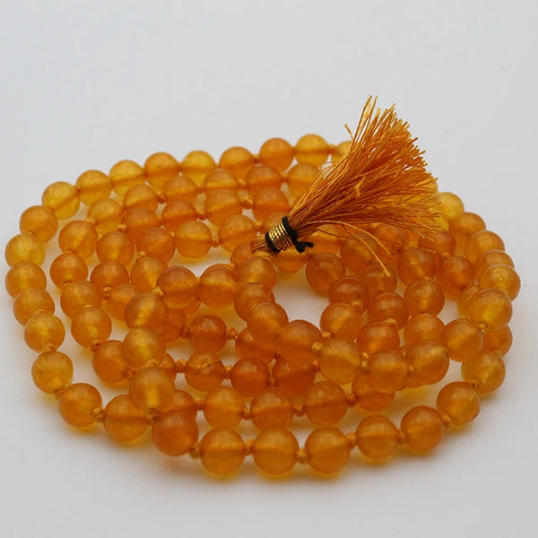 Original Yellow Sulemani Hakik Round Stone Mala